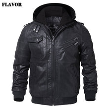 Load image into Gallery viewer, Men's Real Leather Jacket Men Motorcycle Removable Hood winter coat Men Warm Genuine Leather Jackets